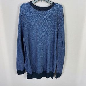 Slate & Stone Mens Wool Acrylic Crew Neck Sweater in Blue and Black Size…